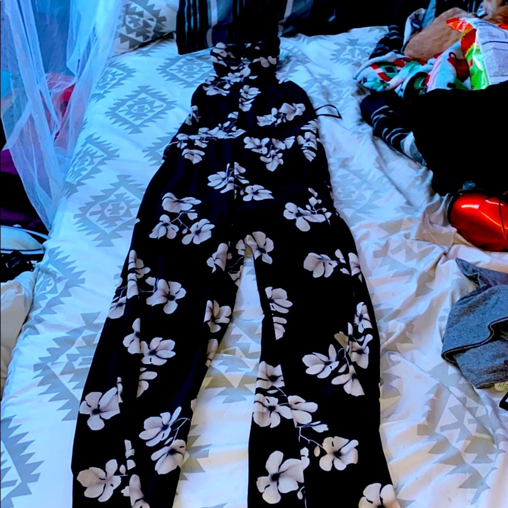 A Navy blue flower jumpsuit